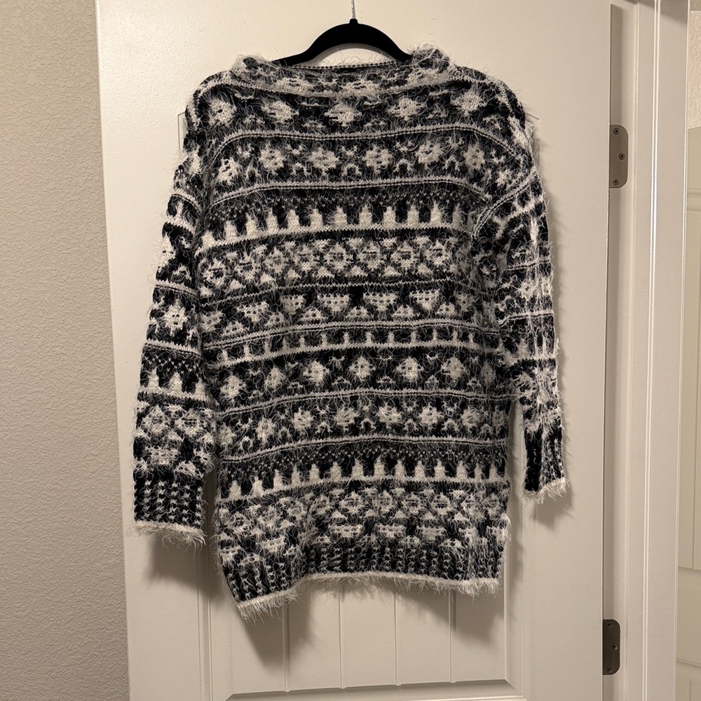 1. State Black And White Patterned Turtleneck Swe… - image 1